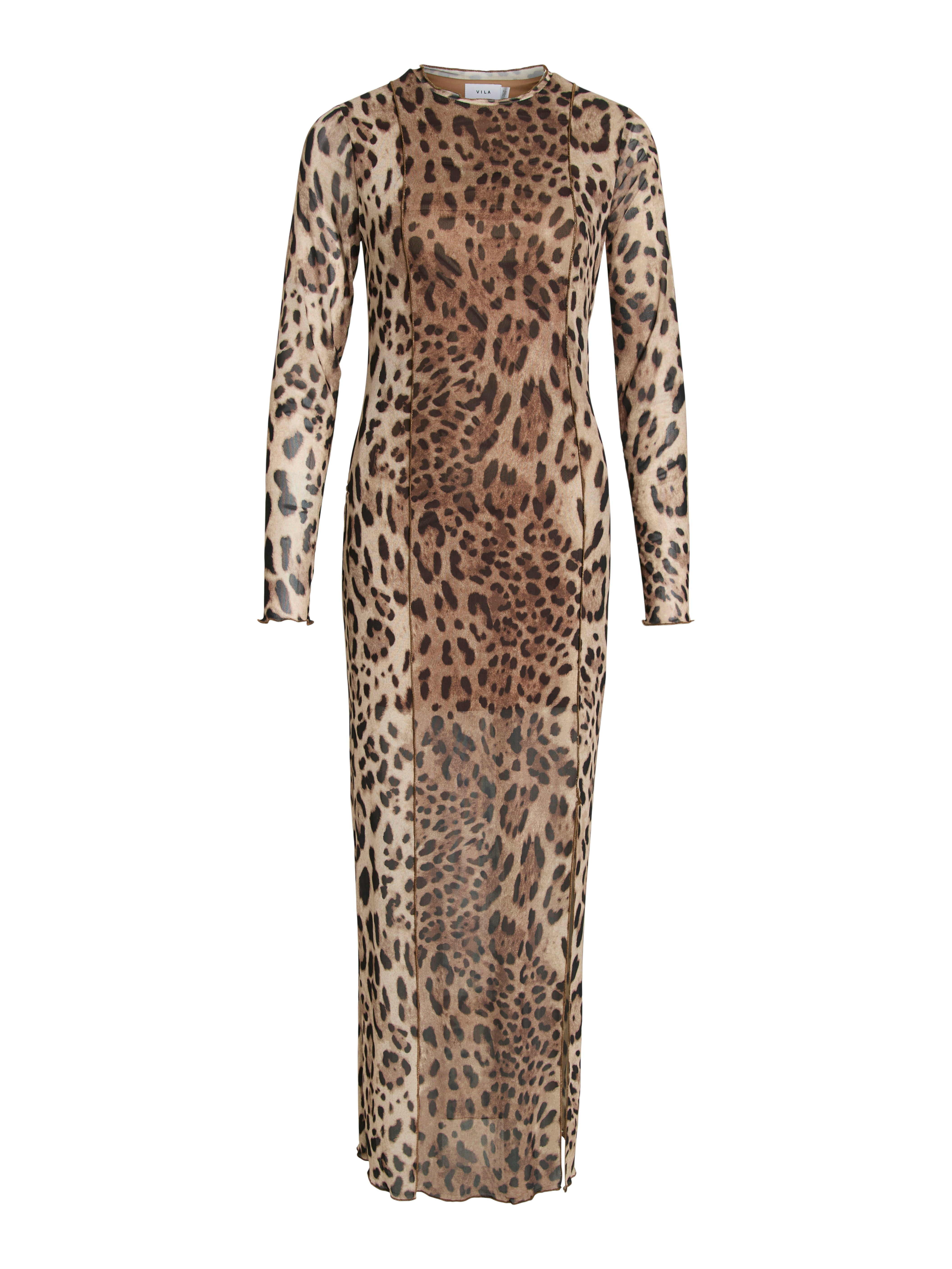 Vininna L/S Mesh midi kjole - sort